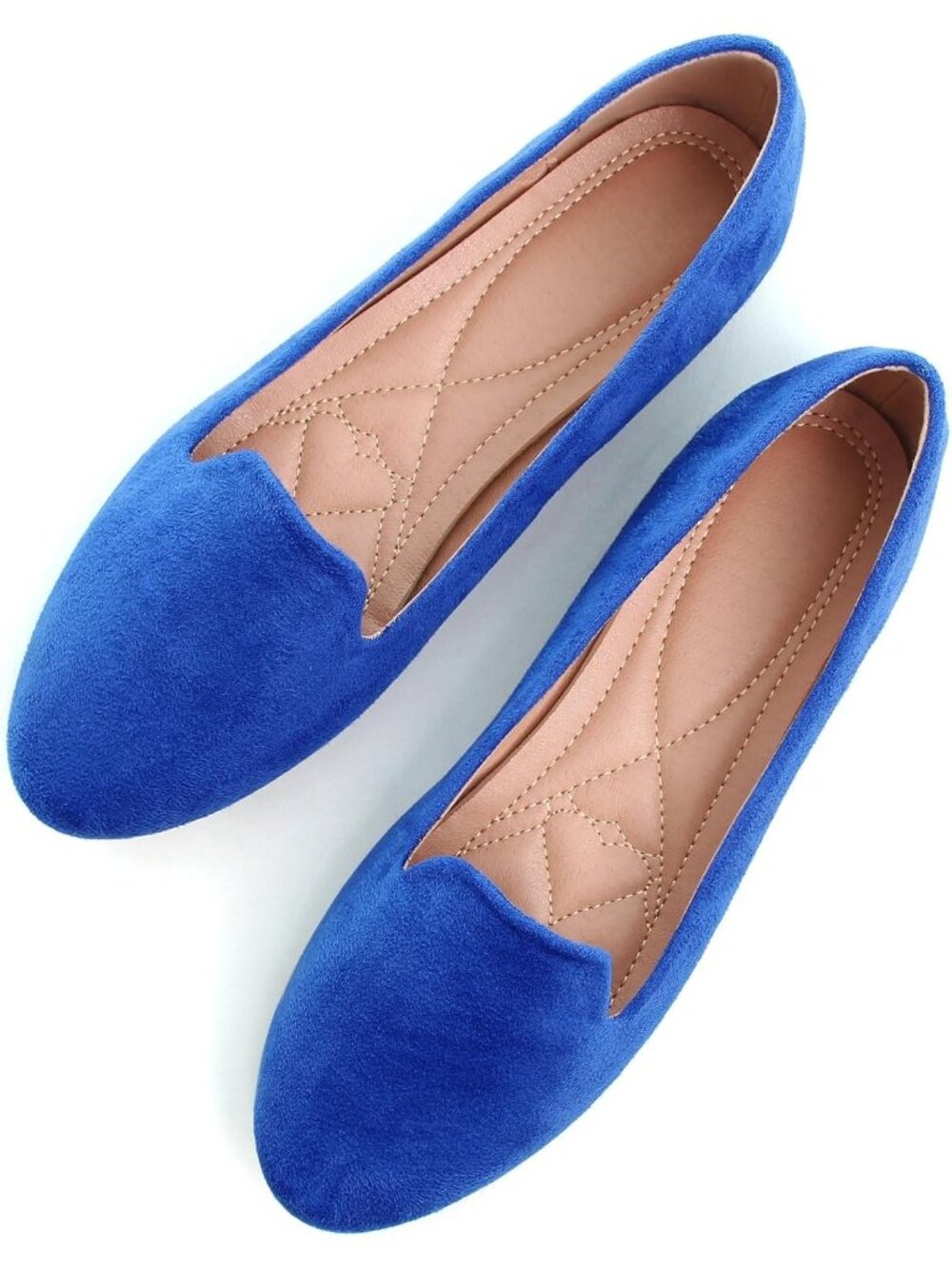 Women's Sapphire Blue Round Toe Comfortable Slip On Loafer Ballet Flat Shoes